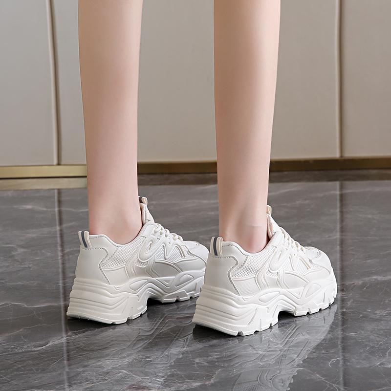 Fashion Summer Women's Fashionable Sneakers - Small White Casual Breathable Mesh Rubber Surface Versatile Elasticity Sports Shoes Are