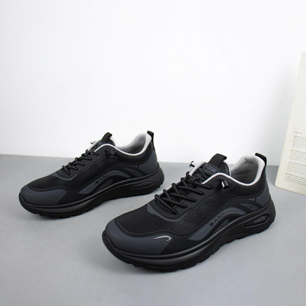 Automne/Hiver Chaussures de Course Décontractées d'Extérieur à Semelles Épaisses Noires pour Homme - Imperméables & Polyvalentes