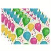 4pcs Birthday Placemats – Colorful Balloon & Ribbon Print, Washable Polyester Table Mats for Party Dining Kitchen