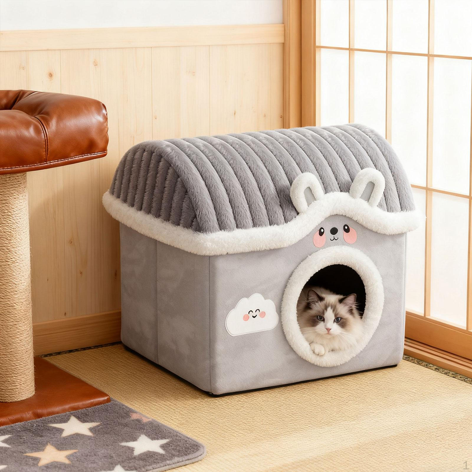 

Bed with Cushion, Comfortable And Soft Winter for Kittens Small Animals, Non-Slip Base, Warm M