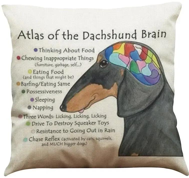 Cartoon Hundemattenbezug Dackelmuster Leinen Kissenbezug Auto Schlafzimmer Sofa Kinderzimmer Dekokissenbezug 45*45cm