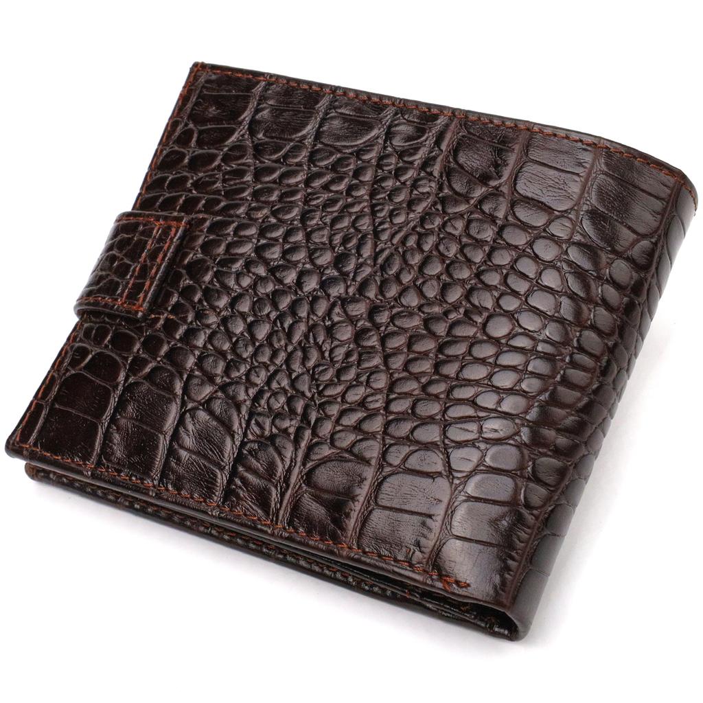 Capacious Men's Wallet Made of Genuine Textured Leather with Crocodile Embossing CANPELLINI 21788 Brown