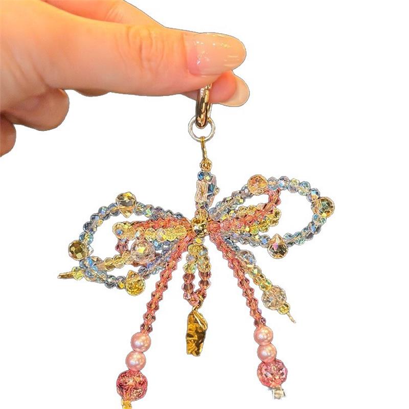 

Glitters Beaded pendant & Phone Holder Decorative Bowknot Ornament Sweet Styles Gift Elegant Bead Bag for Bag/Phone Accessories