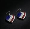Cross-Border Independence Day Flag Hat Slippers & Heart Earrings in Red, White, Blue Stripes