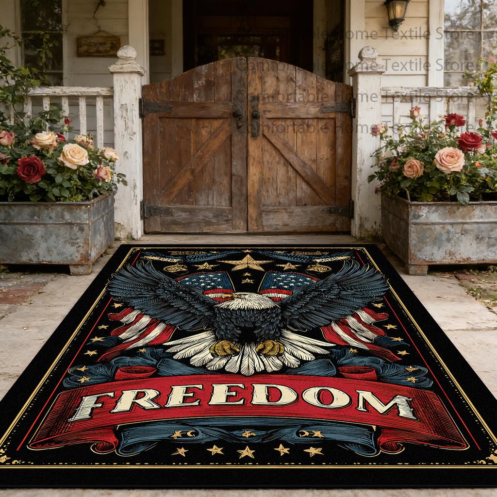 American Retro Patriotic Style Doorway Big Size Rugs Decoration Independence Day Washable Carpet Non-slip Lint-free Floor Mats
