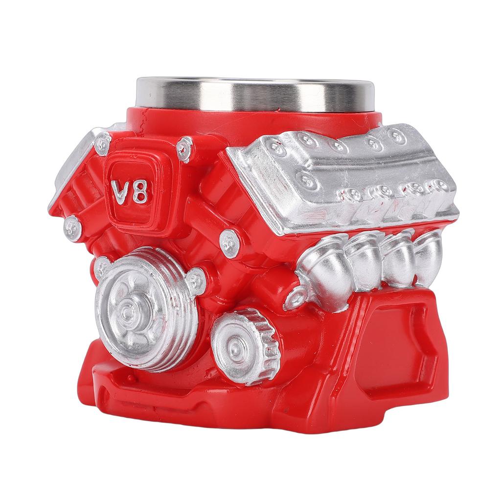Engine Coffee Mug Innovative Home Power Decorative Item Ornament for Car Lovers Red V8