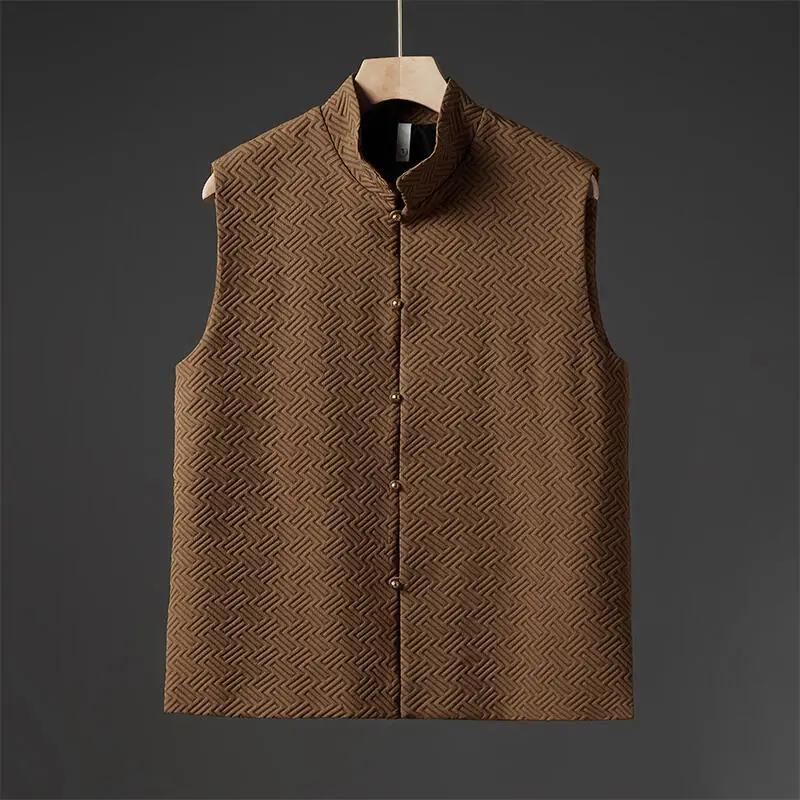 Autumn Men Chinese Style Vintage Vests Men Sleeveless Tang Suit Hanfu Male Harajuku Open Stitch Waistcoats Man Ancient Cardigan
