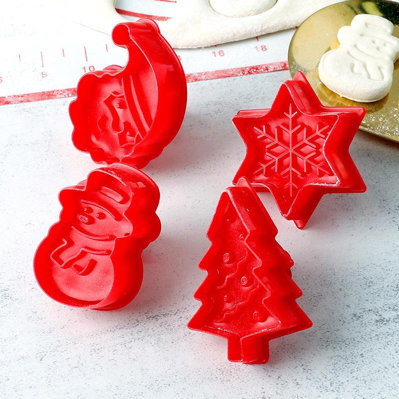 Formine Per Biscotti Natalizie 3D - Set 6 Pezzi In Plastica - Babbo Natale, Albero, Pupazzo Di Neve E Altri