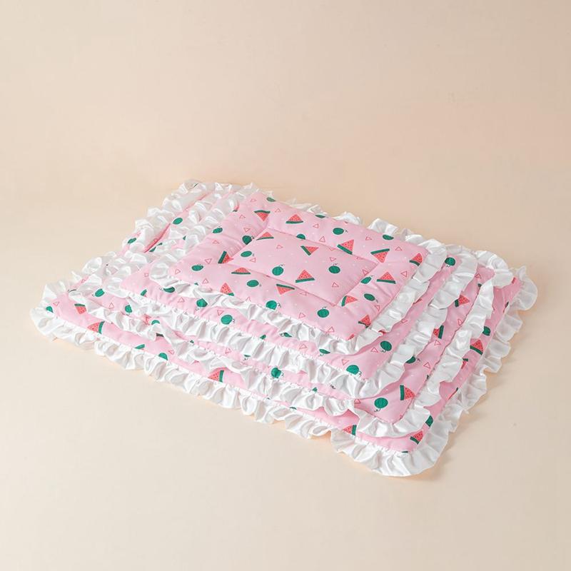 

Summer New Pet Lace Ice Cushion Washable Small Dog Nest Pet Bed Cushion Teddy Cat Cushion Two Sides Mat Cat S~XL S 30X40cm