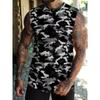 Heren Slim-Fit Mouwloos Patroon Vest - Berg en Kompas Ontwerp Print, Ademend Zomers Casual Shirt, Machine Wasbaar Ronde Hals Top