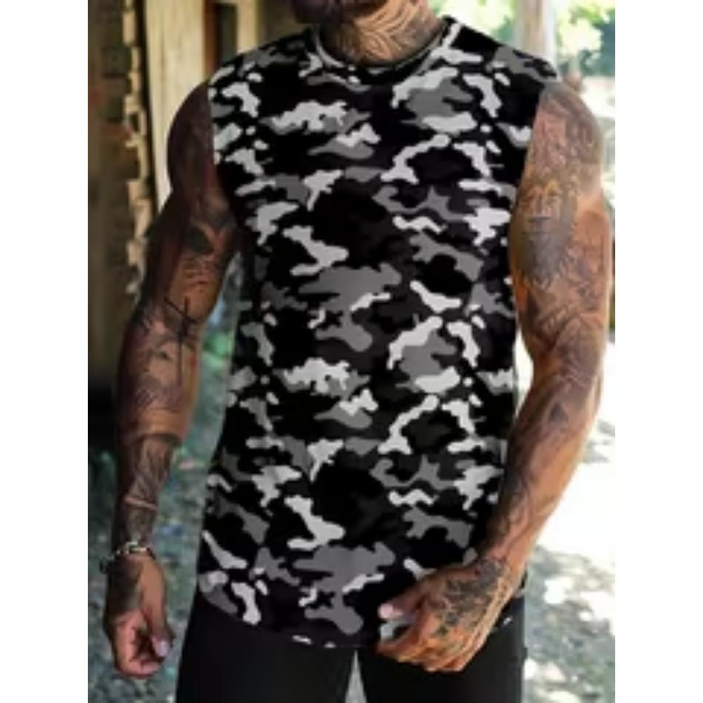 [Print Design - Not Textured] Men S Print Camouflage Vest - Breathable Lightweight S