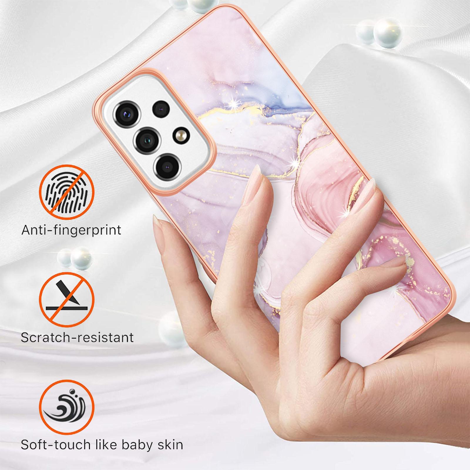 

LB3 Series Electroplating IMD Back Case for Samsung Galaxy A53 5G,Marble Ultra Slim Soft TPU Shockproof Phone Cover Rose Gold 005