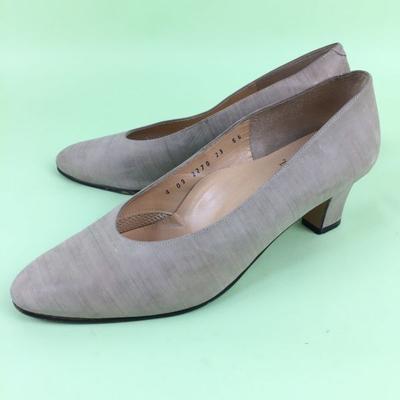 90s Vintages Leather Pumps Women 23.0E Beige Made In Japan(USED)