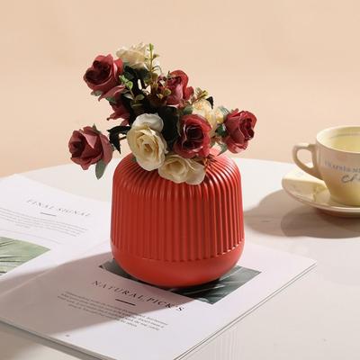 Imitație de vază de flori din ceramică de culoare solidă, stil nordic, ghiveci, coș de plastic pentru decorarea camerei de zi