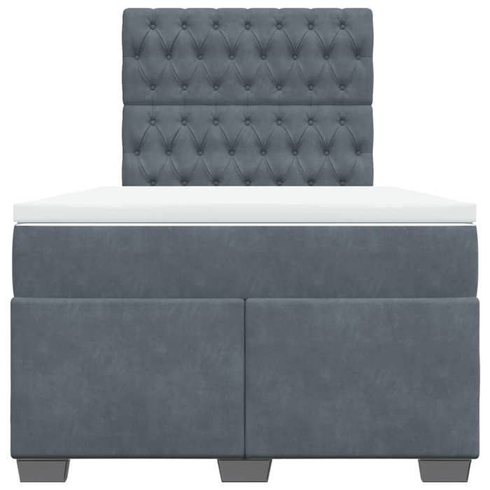 Cadre de lit avec matelas - Maison Exclusive - 120x190cm - Velours gris foncé - Tête de lit réglable