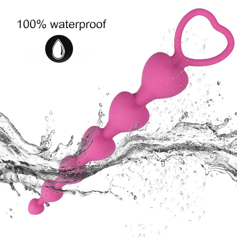 Heart Shaped Silicone Anal Beads Butt Plug Balls