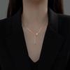 925 Round Bead Sparkling Diamond Double Ring Necklace with Tassel Design Fashion Collarbone Chain