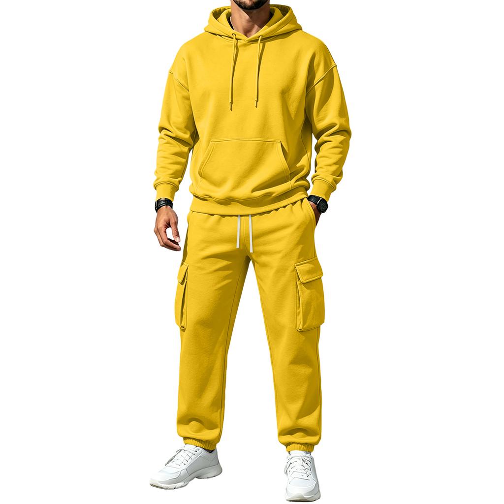 Winter Hooded Sweatshirt and Sweatpants Set for Men Women Casual Matching Outfit