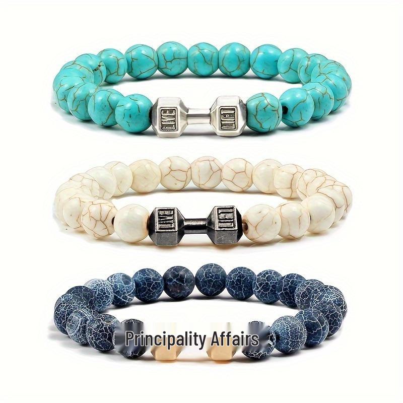 Hot Seller: Barbell & Volcanic Stone Bracelet