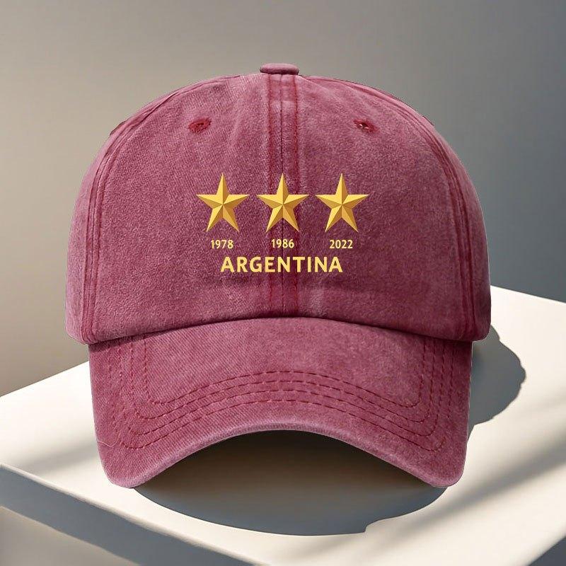 Mens Vintage Argentina Football Baseball Cap  Lightweight Adjustable Curved Brim Snapback with Argentina Embroidery and