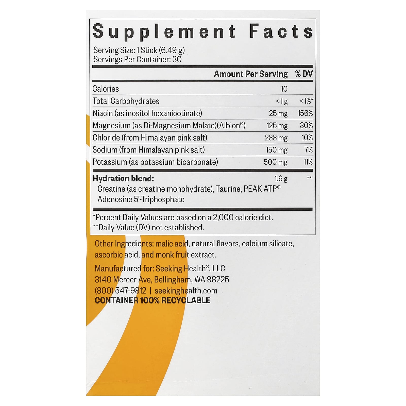 

Seeking Health, Optimal Electrolyte, Orange, 30 Count, 6.49g (0.229oz) Each