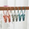 M-12pcs Hook Clip Hanger Household Clothesline Travel Clothesline Strong Small Windproof Clip For Drying Clothes Socks Underwear