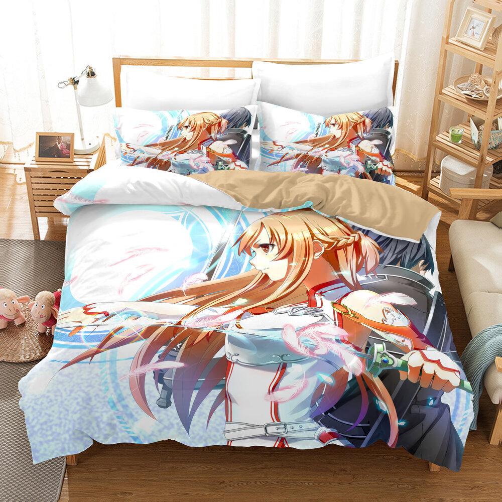 Japanese Cartoon Three-Piece Quilt Set Printing 3D Digital Printing Quilt Set