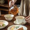 French Light Luxury Tableware Ceramic Bowl Set Household Retro Style Plate Vegetable Plate Round Rice Bowl Plate