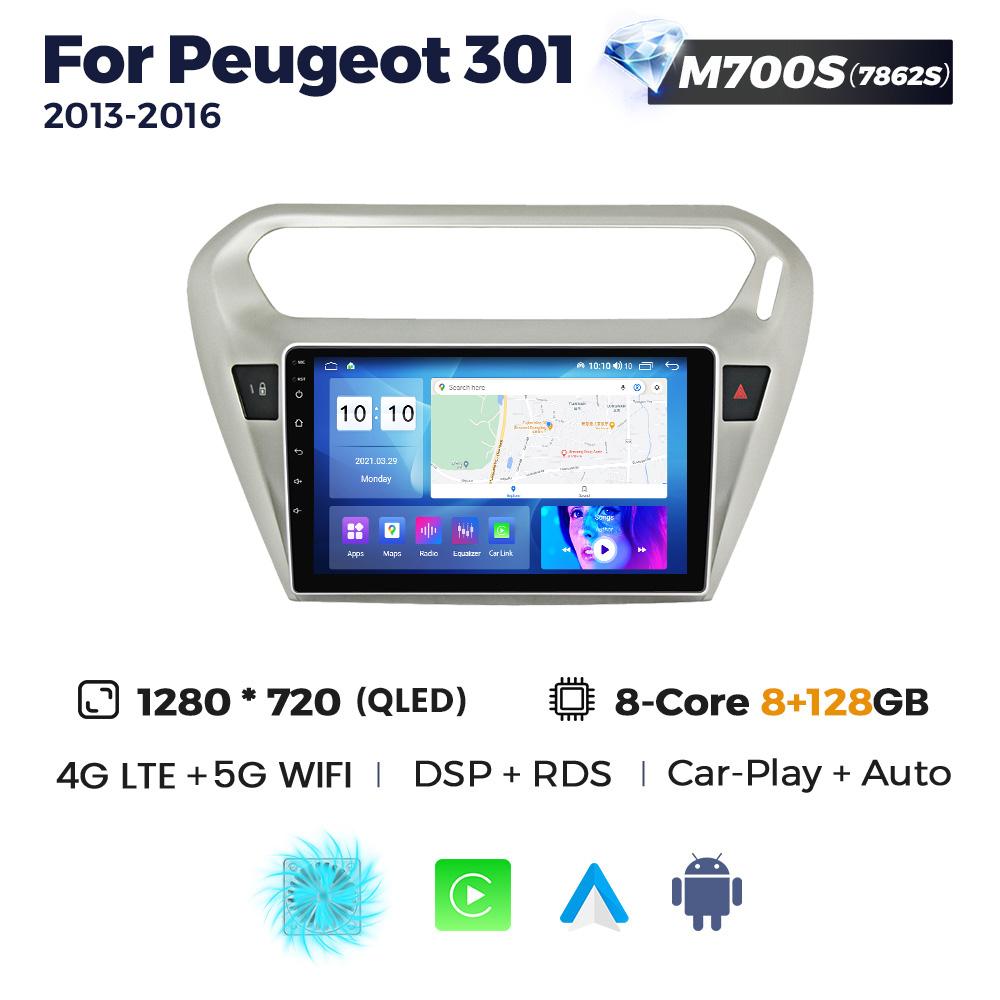 8G+256G Android Car Radio Multimedia Video Player For Peugeot 301 Citroen Elysee 2013-2016 GPS Wireless Carplay Auto 2Din Audio