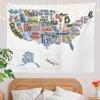 Appeso a Parete per Bambini Studenti, Territorio Geografico Pittorico dell'America Arazzo Educativo per Aula Scolastica Dormitorio Camera da Letto