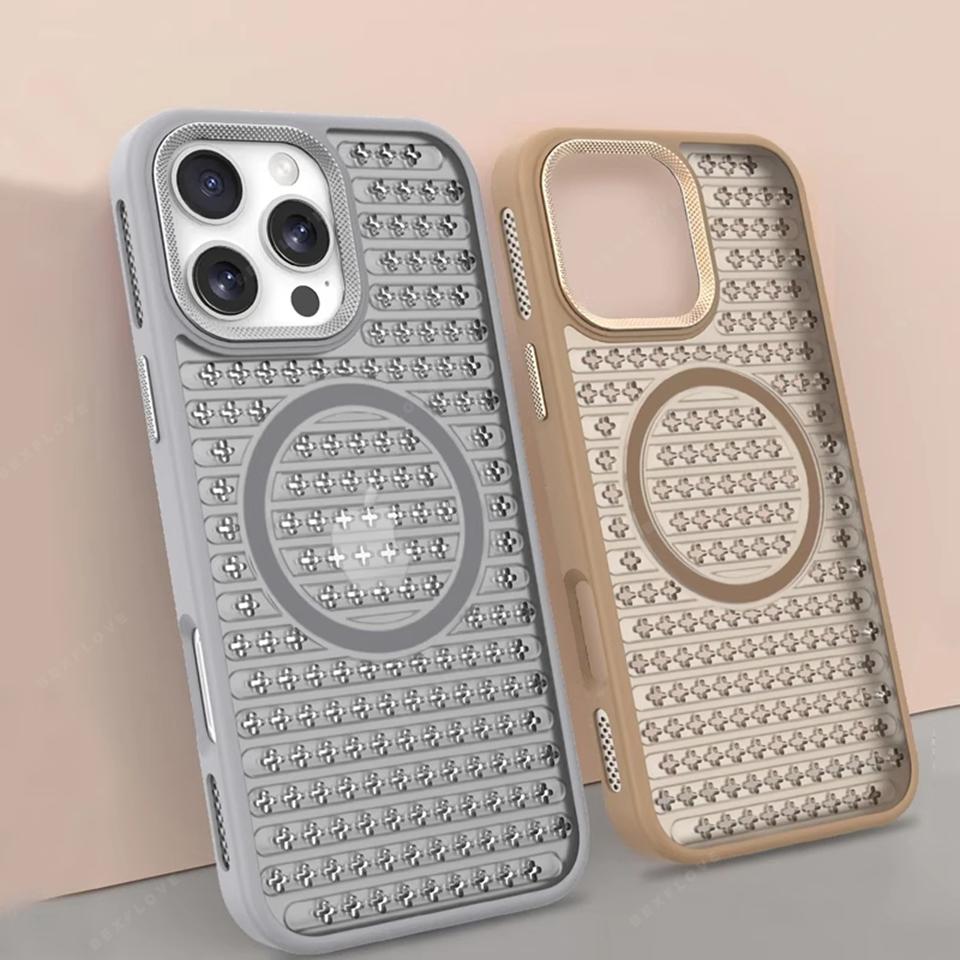 Magnetic Honeycomb Heat Dissipation Phone Case for iPhone 14 15 16 Plus 11 12 13 16 Pro Max Magsafe Matte Hard Protector Cover