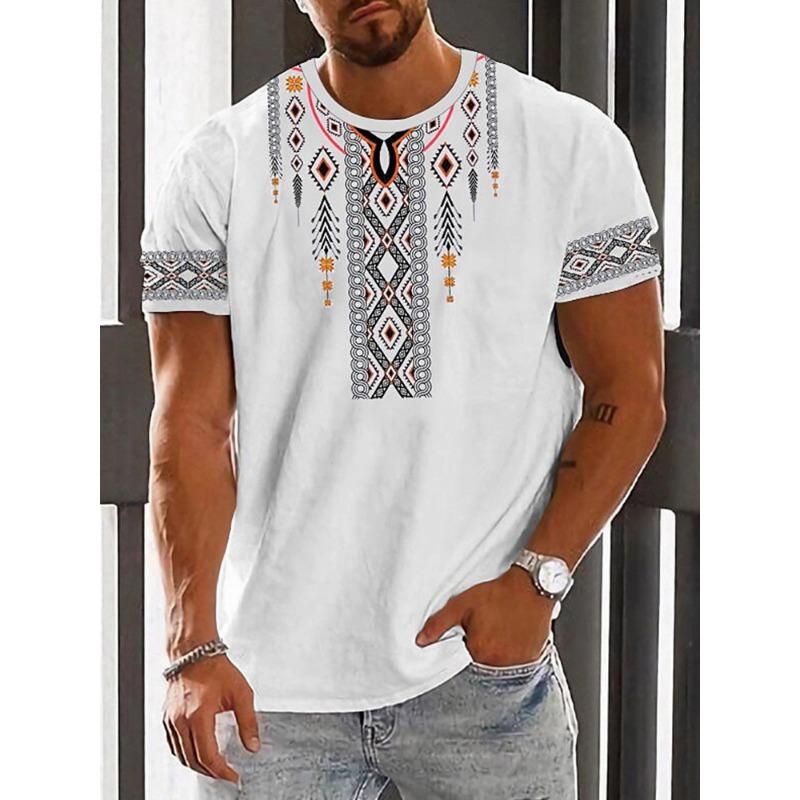 

Этнический принт Мужская футболка с короткими рукавами Летняя повседневная свободная удобная мужская футболка с короткими рукавами Топы 5XL