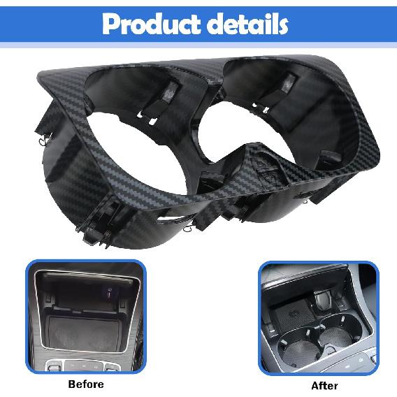 Center Console Cup Holder Ert (Carbon Fiber) Compatible With 2015- Mercedes-Benz W205 W213 W253 W257 W447 C E GLC Class Replaces A2056800691
