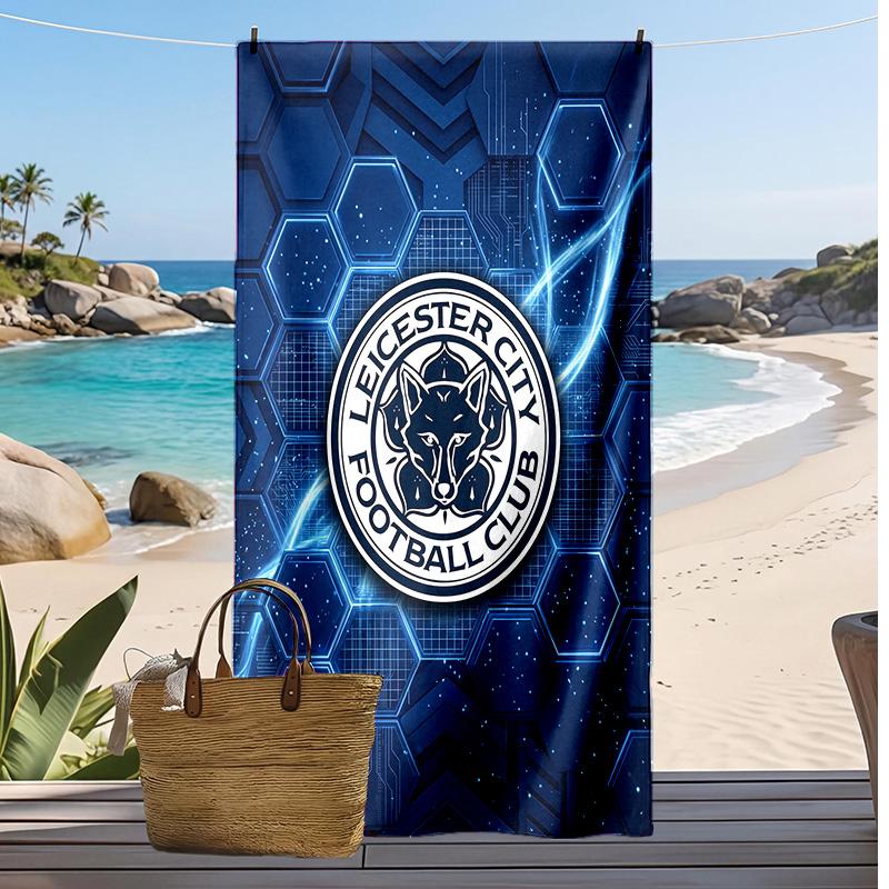 Asciugamano da Spiaggia con Stampa del Leicester City Football, Asciugamano Grande Morbido ad Asciugatura Rapida per Spiaggia Campeggio Nuoto