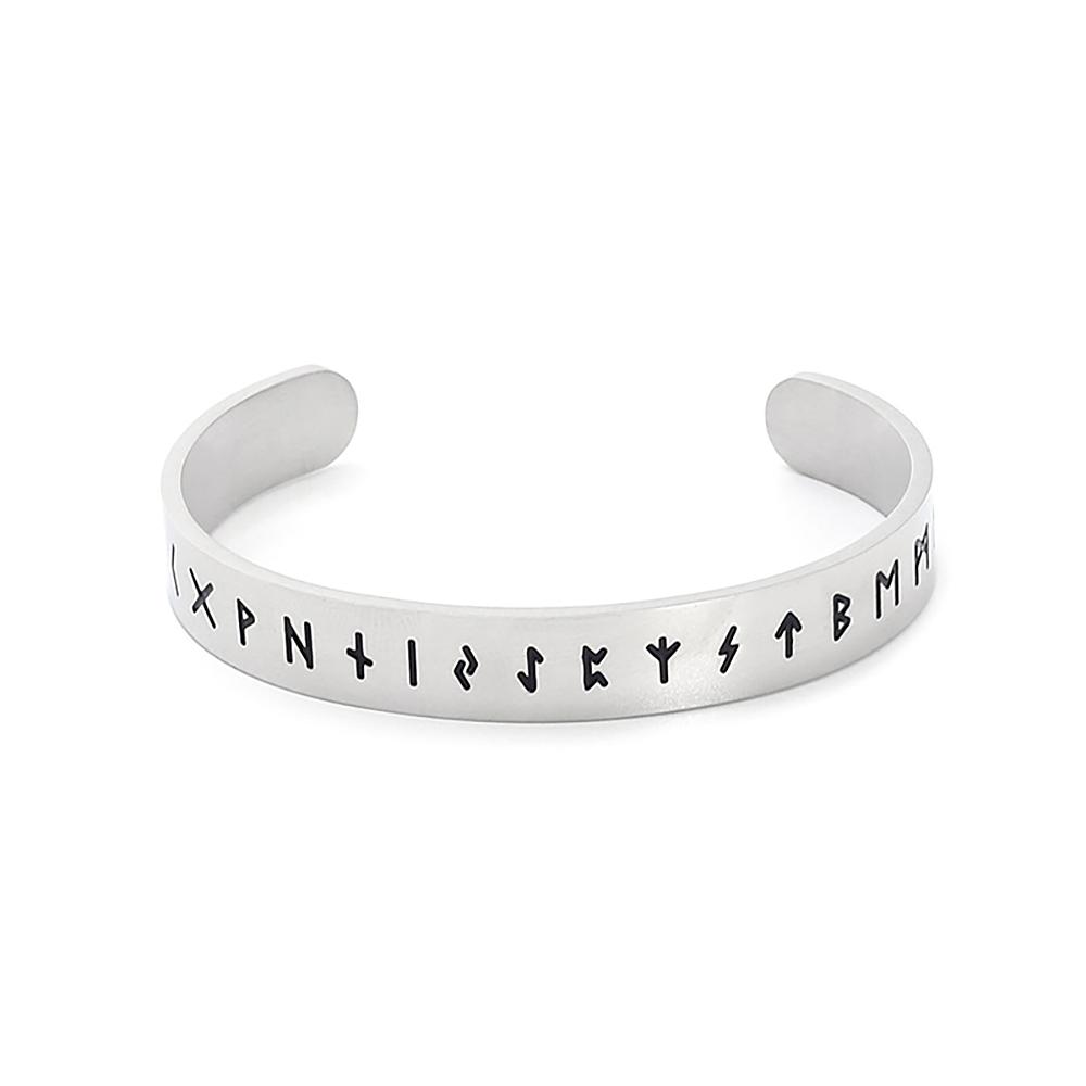 Винтажный Браслет из Нержавеющей Стали 316L с Рунами Викингов Модный Простой Открытый Браслет-Браслет Для Мужчин Женщин Скандинавский Амулет Украшение