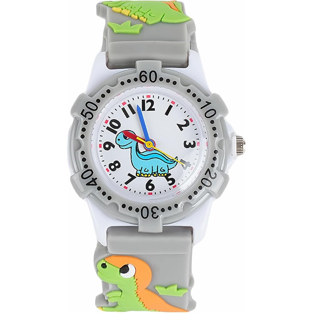 Maeau Girls Kids Wristwatch Lightweight Dinosaur Pattern Cute Sports Watch for Daily Use Gray