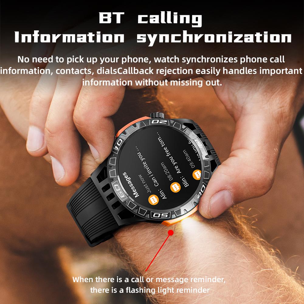 Multifunctional Smartwatch, Bluetooth Call, Flashlight, Waterproof, 1.46-inch Screen, Compass, Sports Fitness Tracker