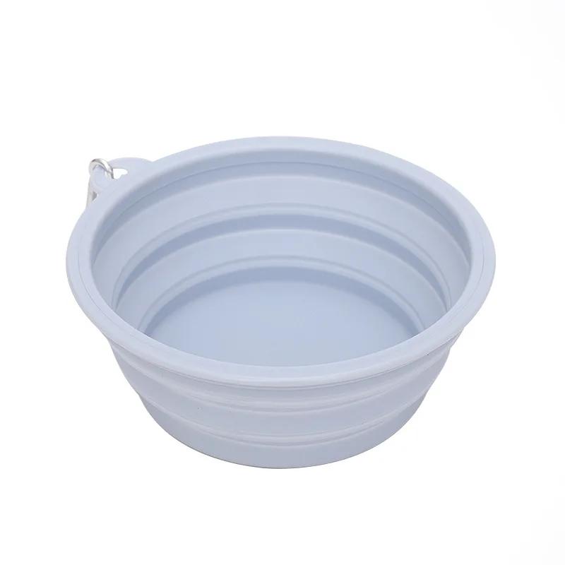

1PC Portable Collapsible Dog Bowl with Carabiner - Silicone Foldable Pet Feeder for Water, Food - Travel, Camping, Hiking M-650ML синій