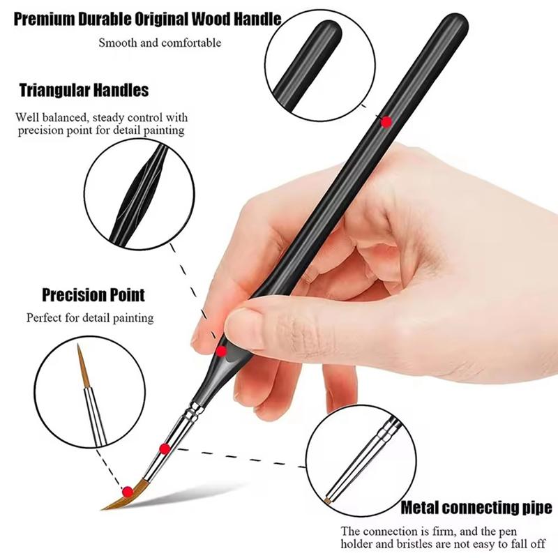 Ultra-Fine Line Brush Set Nylon Hook Pen Fine Point For Acrylic Watercolor Drawing Oil Painting Tools Kit