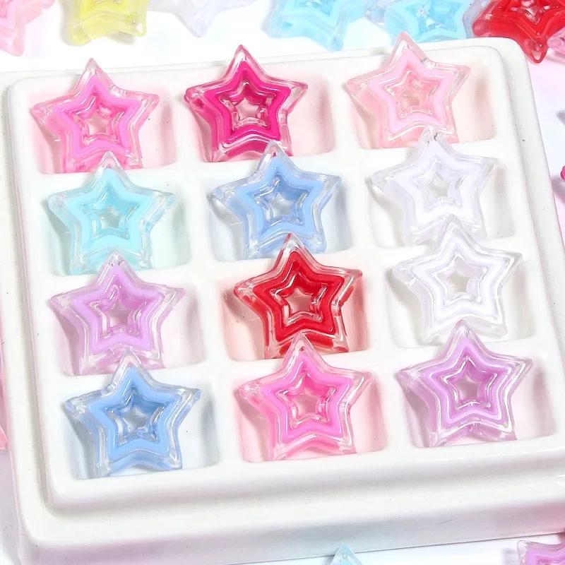 TX13 Pentagram Niche Girl Wind Sweet Design Filling Bead Bracelet Spacer Acrylic Hollow Star Necklace DIY Jewelry Accessorie