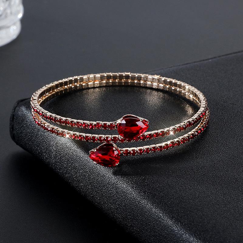 Multi-Row Luxury Full Diamond Zircon Inlaid Claw Chain Bracelet, Bride Inlaid Diamond Steel Wire Elastic Bracelet For Women