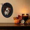 Spooky Aesthetic Room Decor Halloween Wooden Door Hanging Sign, Oval Gothic Black Cat Ghost Wall Plaque, Retro Vintage Home Waterproof Art for