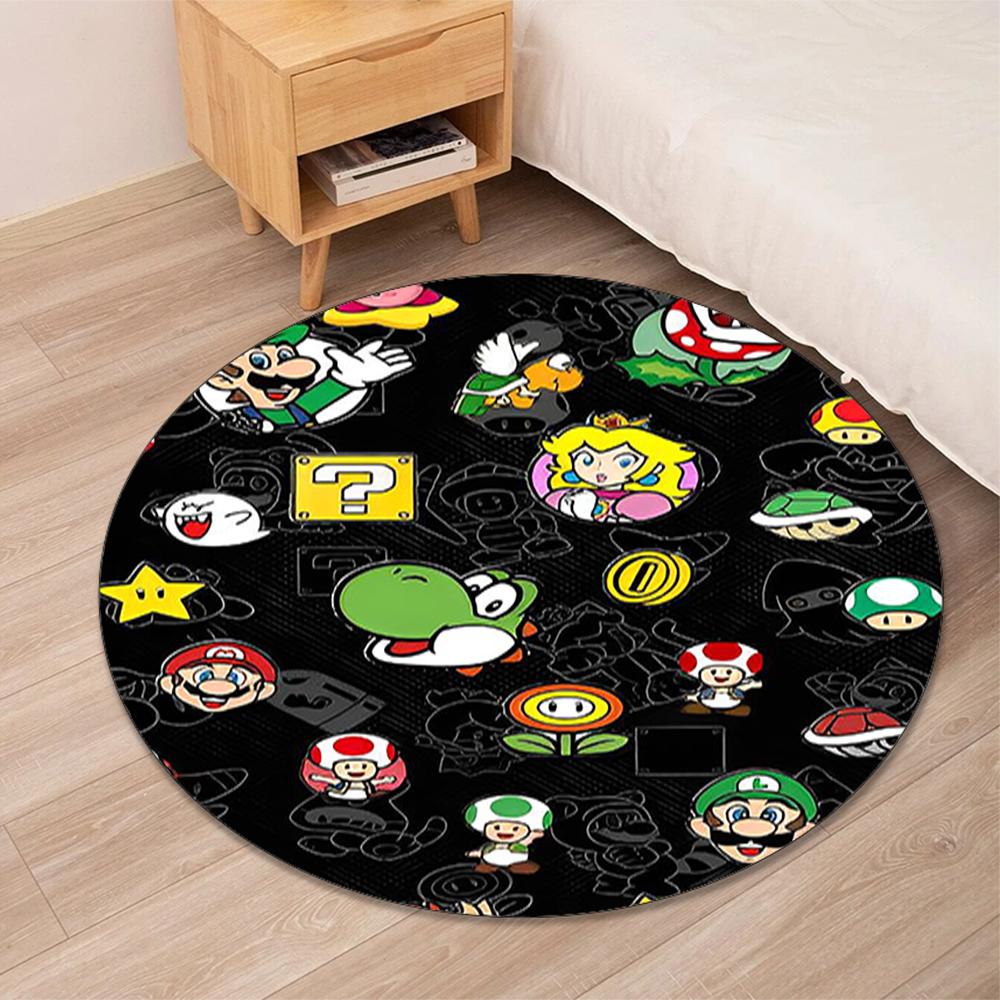 Mario Printed Round Rug Carpet Chair Rug Area Rug Entryway Doormats,for Office Chair Living Room Bedroom Kitchen Room.