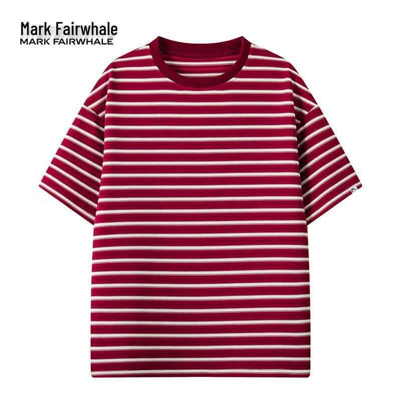 MARK FAIRWHALE Men s Color Block Stripe Crew Neck T-Shirt 5XL