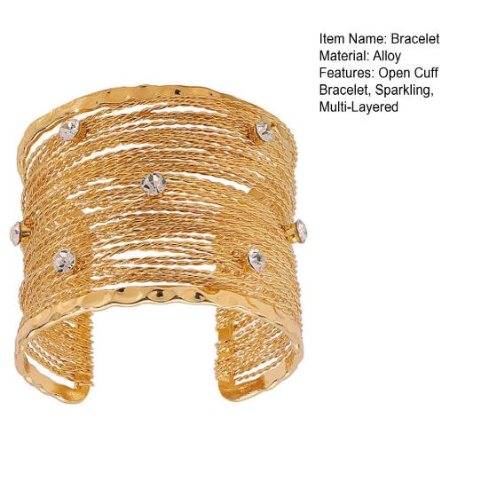 Women Boho Bracelet Multi-Layer Open Bracelet Adjustable Cuff Bracelet