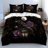 Raven, Lantern, Moonlit Elegance Exquisite Three-Piece Bedding Set Gift For Kids And Adults