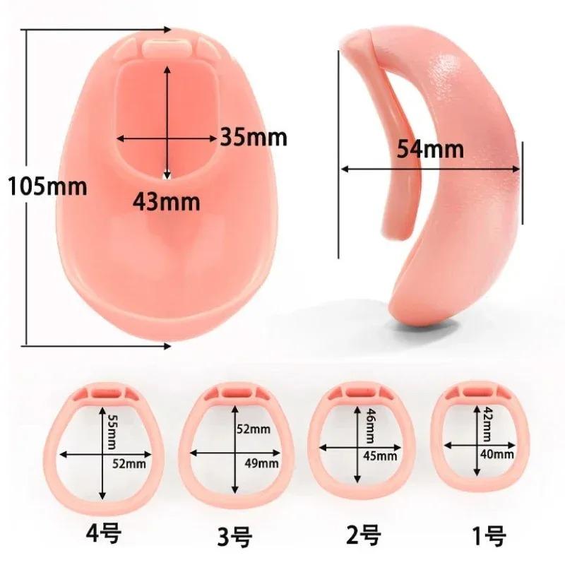 Realistic Vagina Texture Chastity Cage – 4 Sizes Penis Rings for Men | Curve Cock Lock Bondage Toy for Sissy & Gay Fetish Play