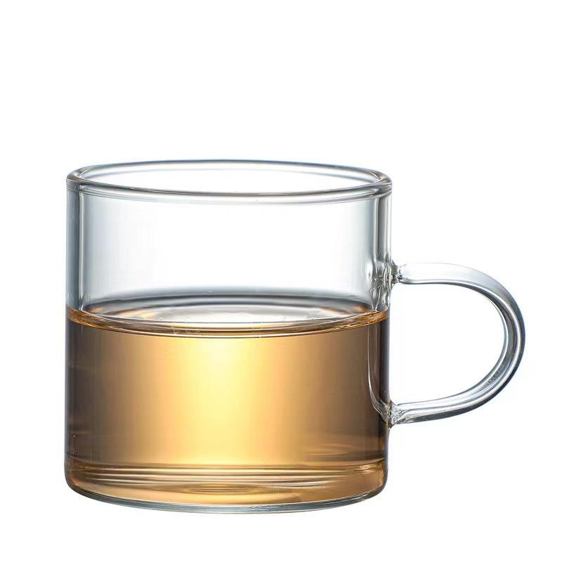 6pcs Tea Cup with Handle 120ml Small Capacity High-temperature Resistant High Borosilicate Glass Straight Handle Wine Water Cups