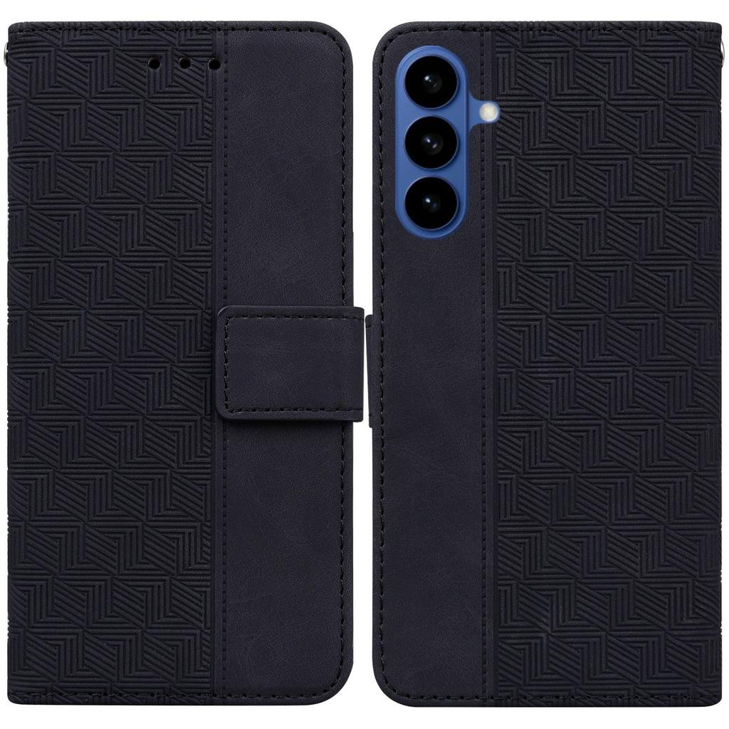 For Samsung Galaxy A57 5G Case Geometry Pattern Leather Wallet Phone Cover with Wrist Strap