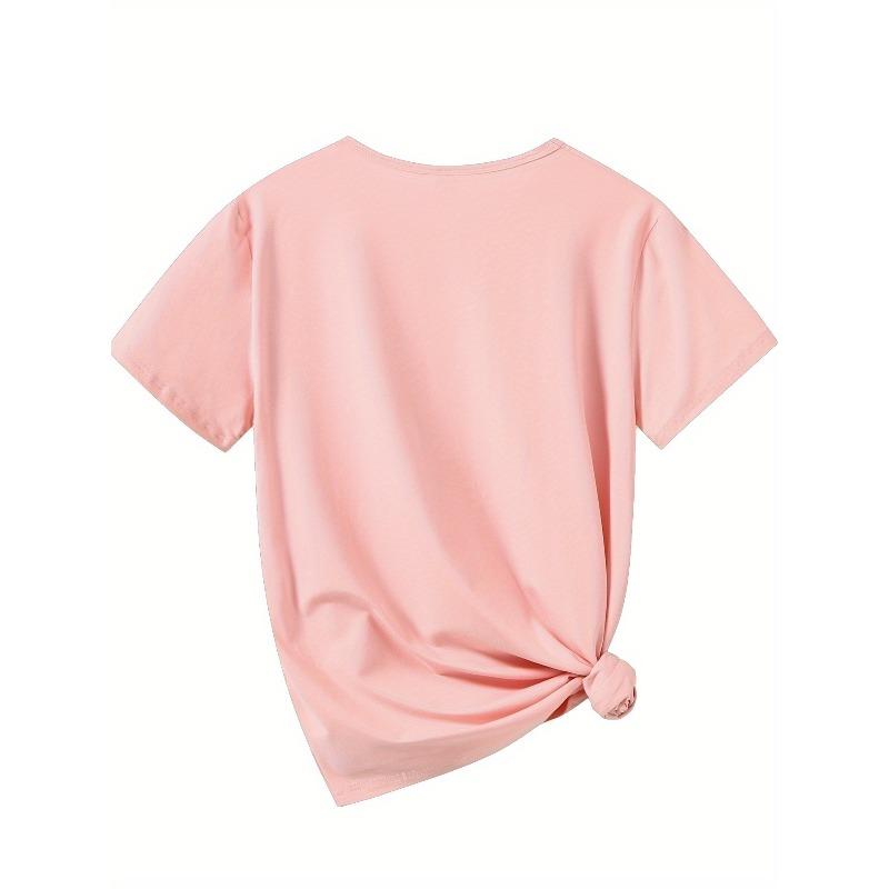 Women's Butterfly Print Round Neck T-Shirt - All-Season Comfort Stretchy Casual Top with Artistic Line Design,